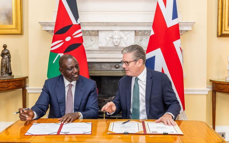 File image of President William Ruto and United Kingdom Prime Minister Keir Starmer